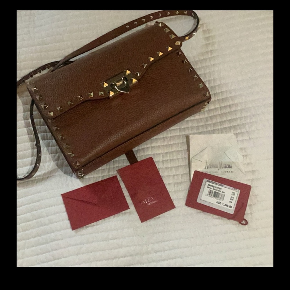 Valentino Brown Crossbody Bag with Gold-Toned Details